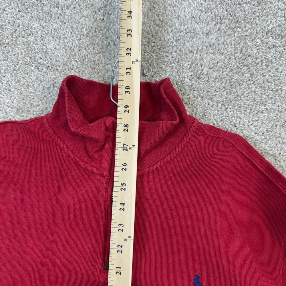 Polo Ralph Lauren Mens XL Red 100% Cotton Quarter Zip Pullover Sweater Mock Neck